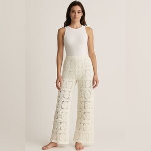 White Crochet Flare Pants